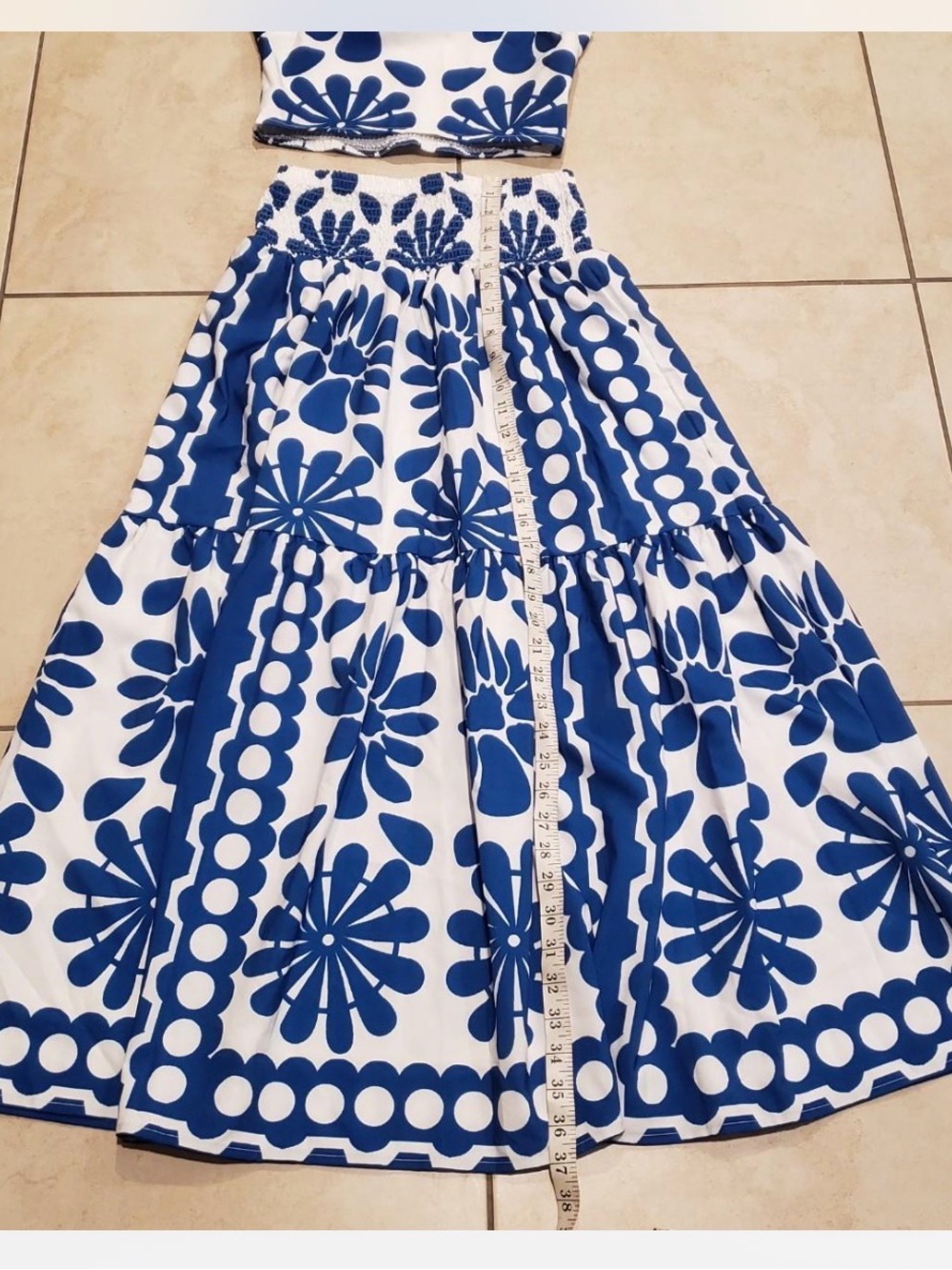 Commense Floral print cami Top & Smocked Skirt Set - Picture 7 of 8